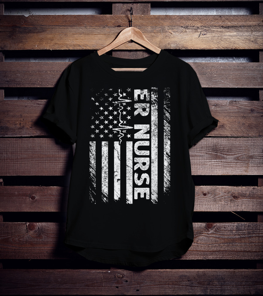 ER Nurse Distressed Flag Emergency T-Shirt