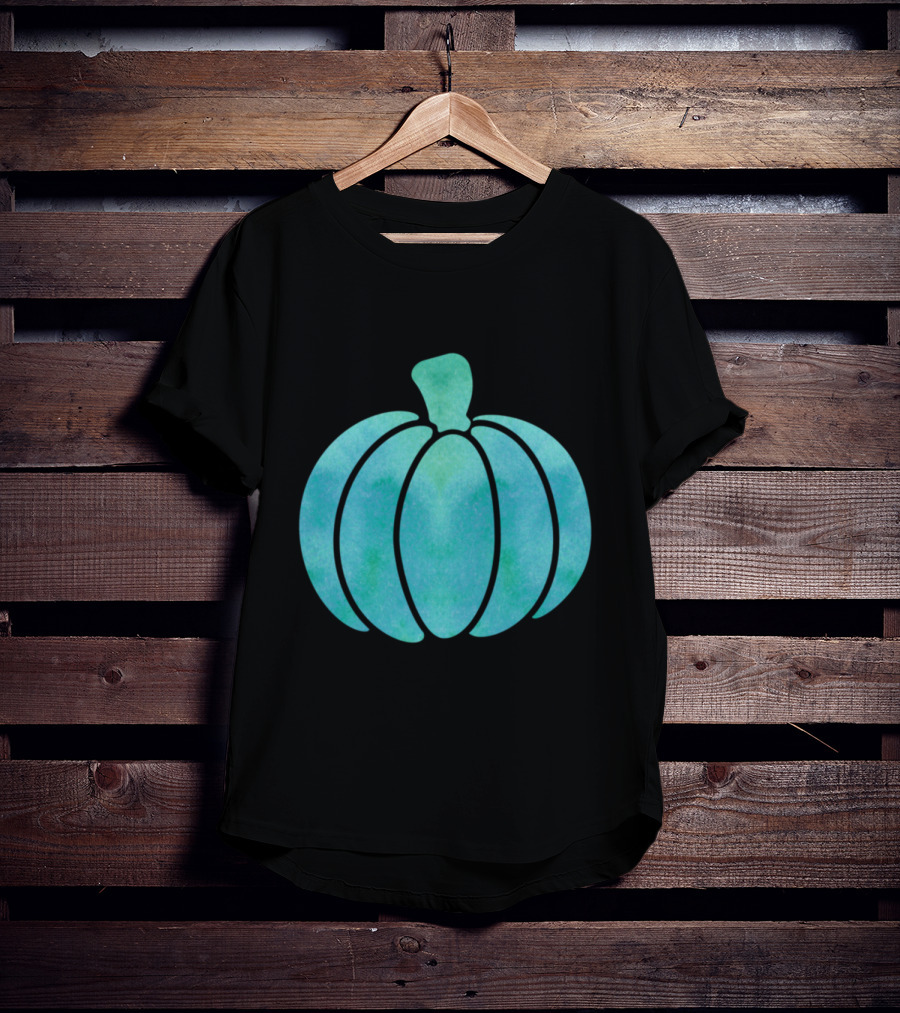 Fall Teal Pumpkin Girl Watercolor T-Shirt