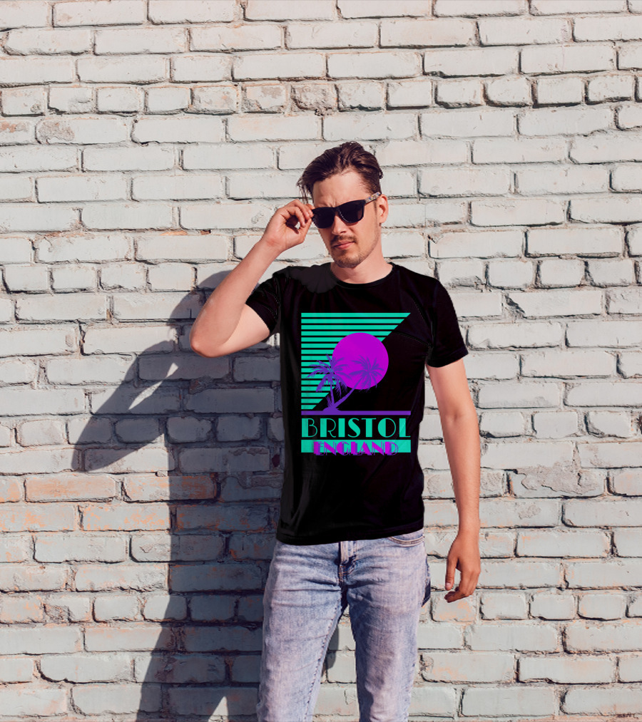 Bristol England Retro 80s Palm Tree T-Shirt