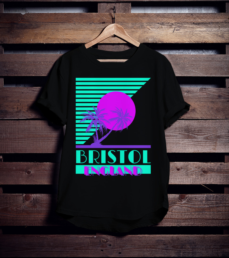 Bristol England Retro 80s Palm Tree T-Shirt