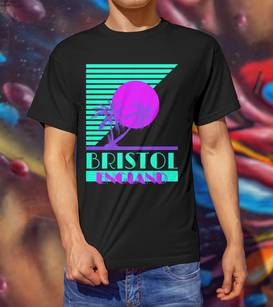 Bristol England Retro 80s Palm Tree T-Shirt