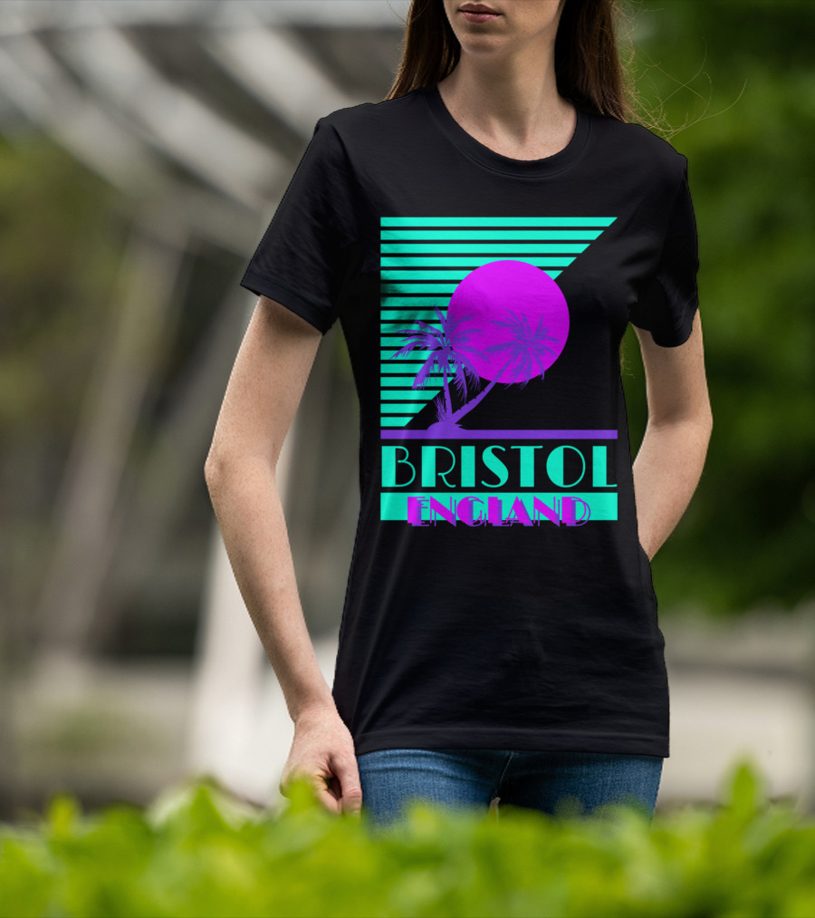 Bristol England Retro 80s Palm Tree T-Shirt