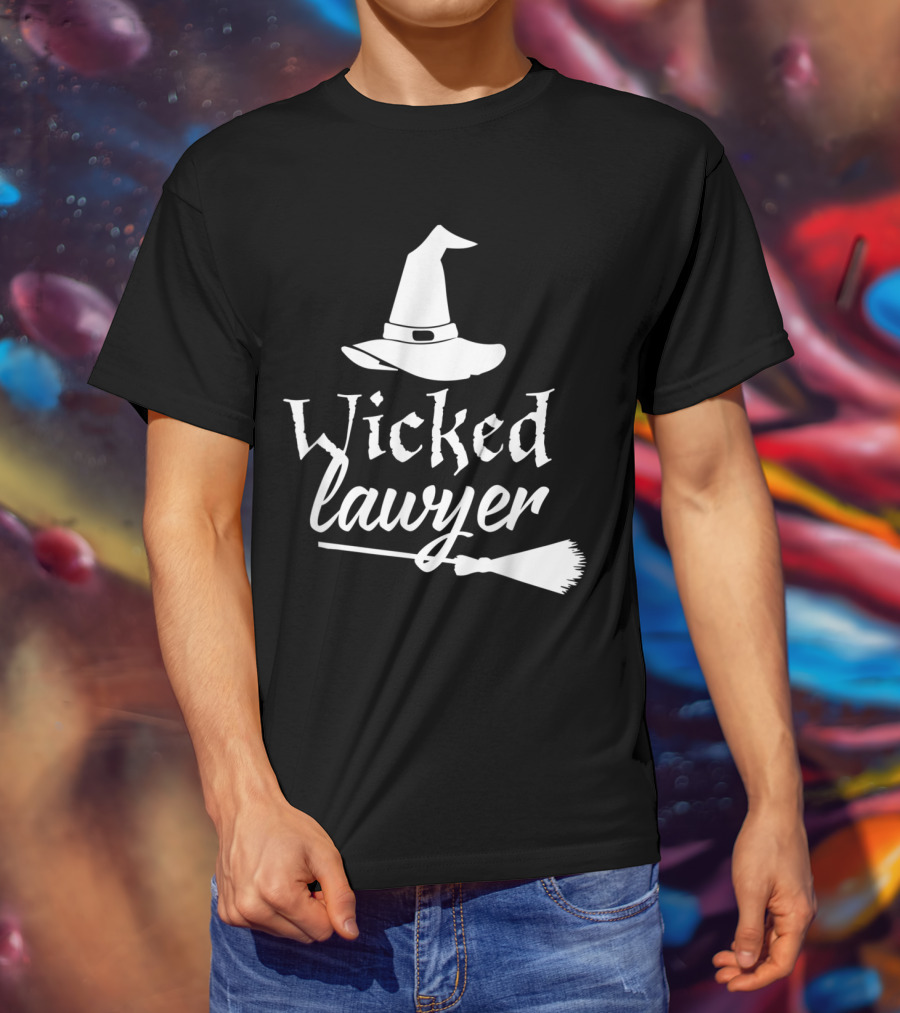 Wicked Lawyer Witch Hat Broomstick Halloween Lawyer T-Shirt