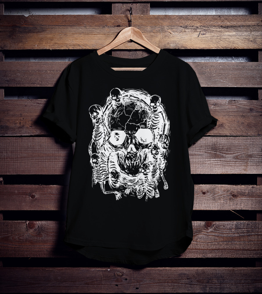 Happy Halloween Skeleton Skull Horror Scary Tattoo T-Shirt