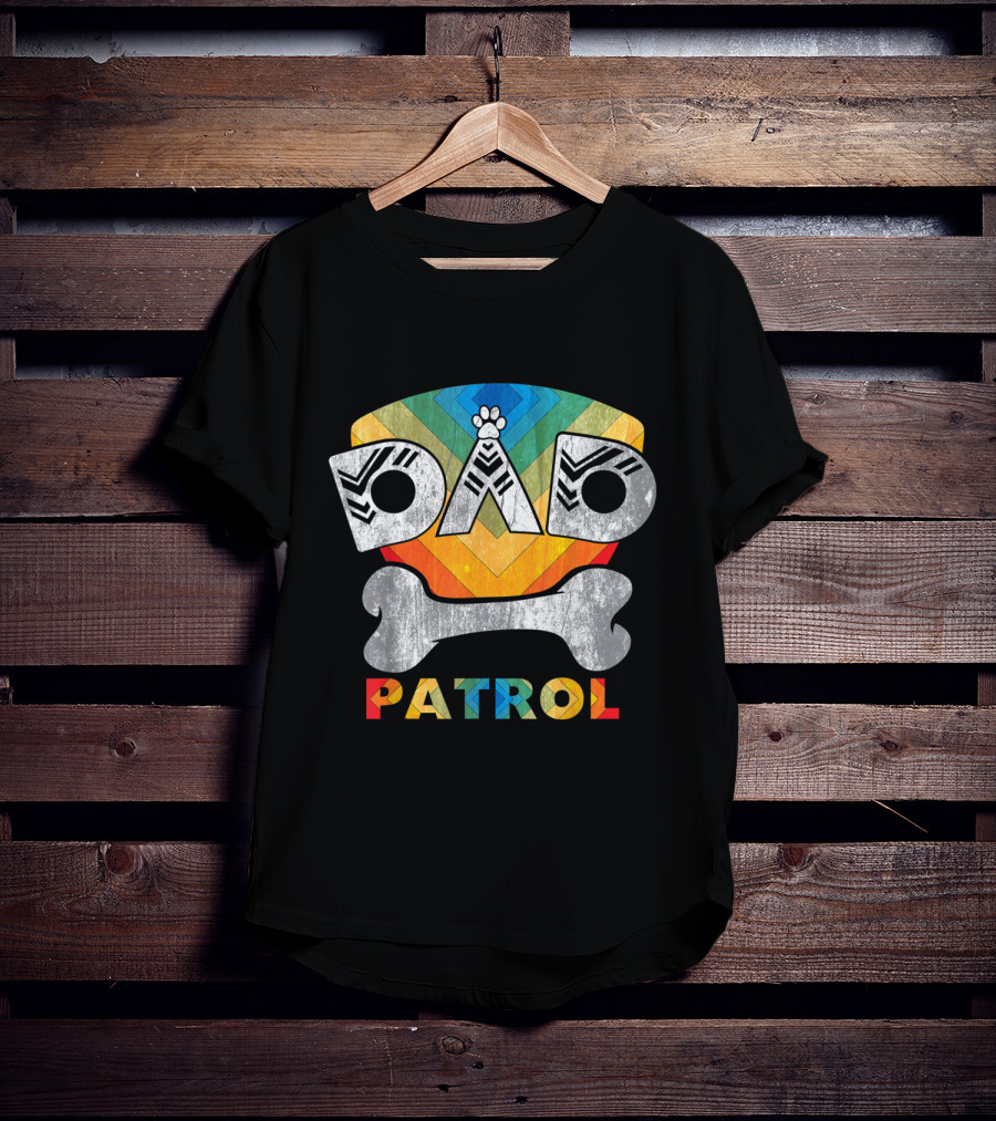 Vintage Dog Dad Patrol Bone Badge Men Dog Owner T-Shirt