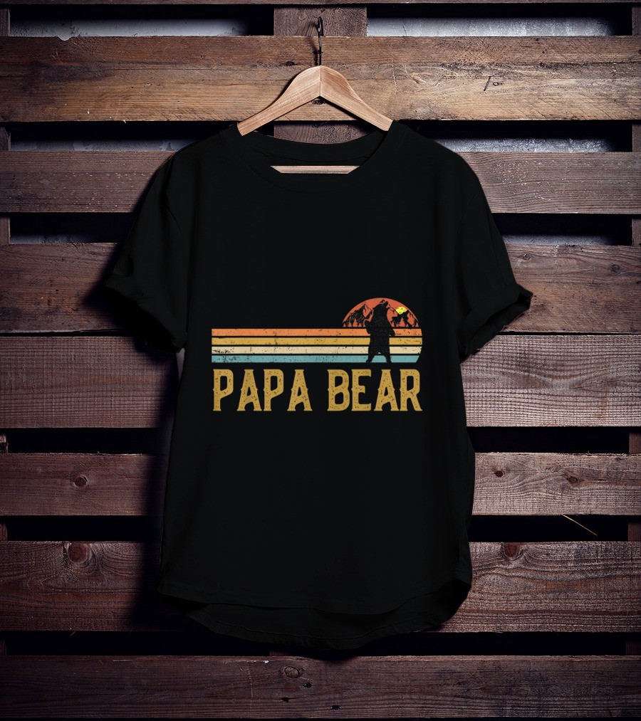 Papa Bear Vintage Sunset Bear T-Shirt