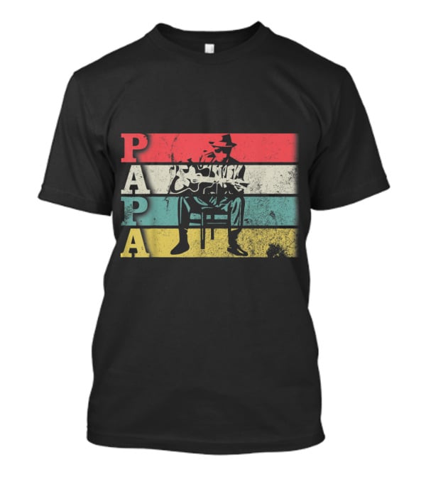 Papa Vintage Acoustic Guitar Dadfathers Day Funny T-Shirt