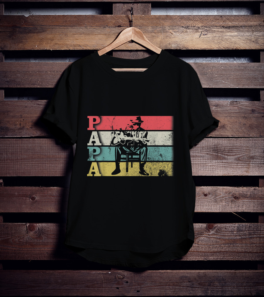 Papa Vintage Acoustic Guitar Dadfathers Day Funny T-Shirt