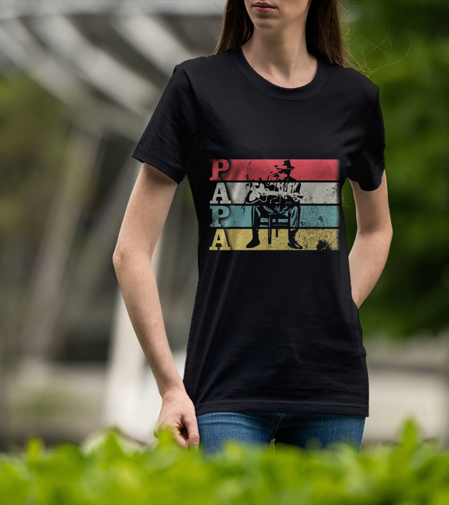 Papa Vintage Acoustic Guitar Dadfathers Day Funny T-Shirt