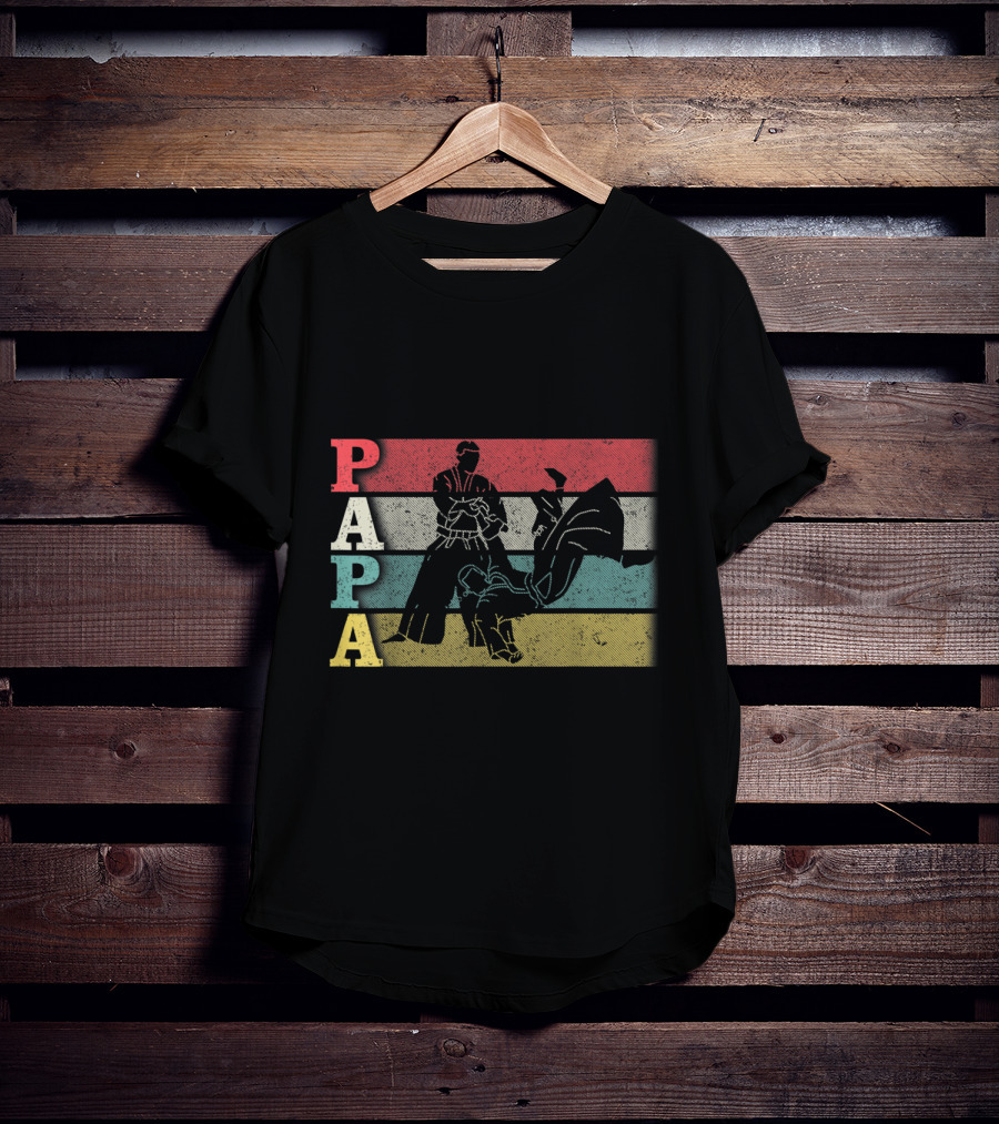 Vintage Aikido Papa Funny Dadfathers Day Martial Arts Action T-Shirt