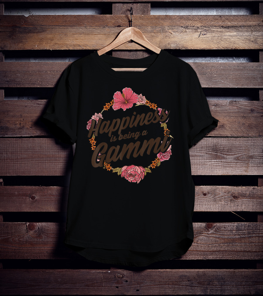 Happiness Is Being A Gammi Cute Floral Rose Hibiscus Blossom T-Shirt