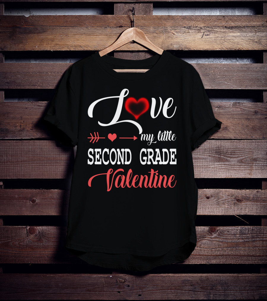 Love My Little Second Grade Valentine Heart Arrow T-Shirt