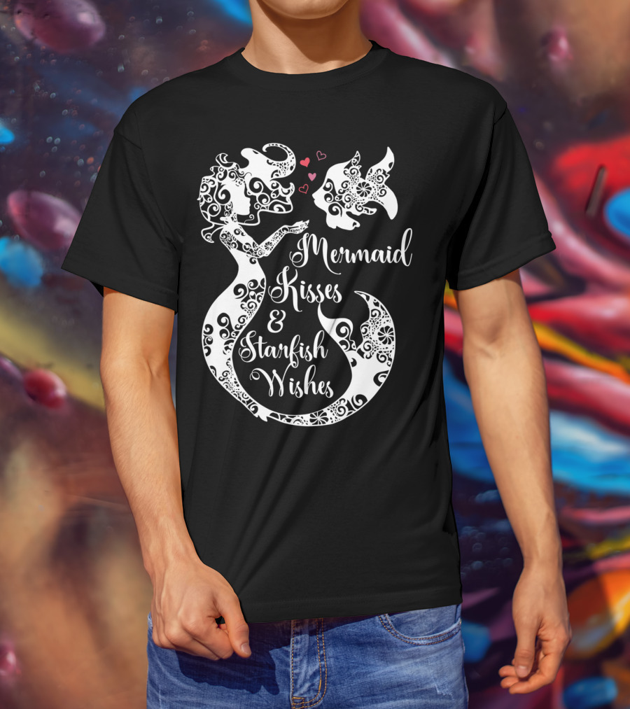 Mermaid Kisses And Starfish Wishes Mandala T-Shirt
