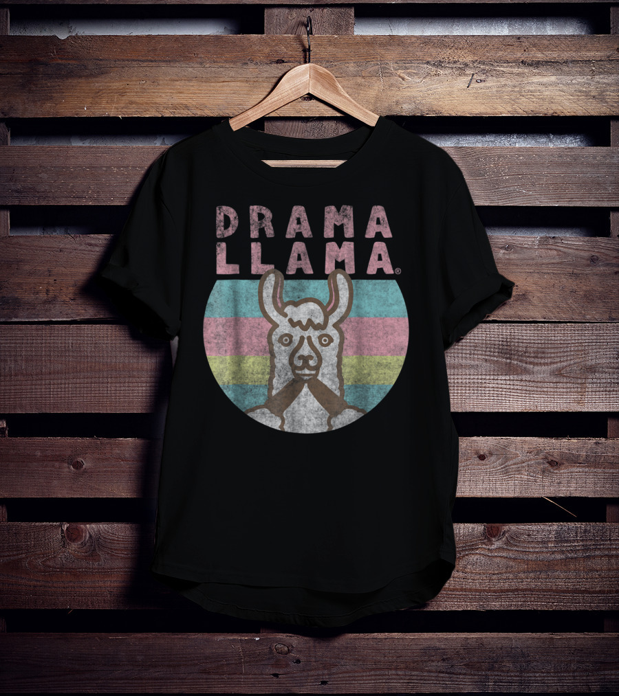 Drama Llama Classic Vintage Retro Striped Lama T-Shirt
