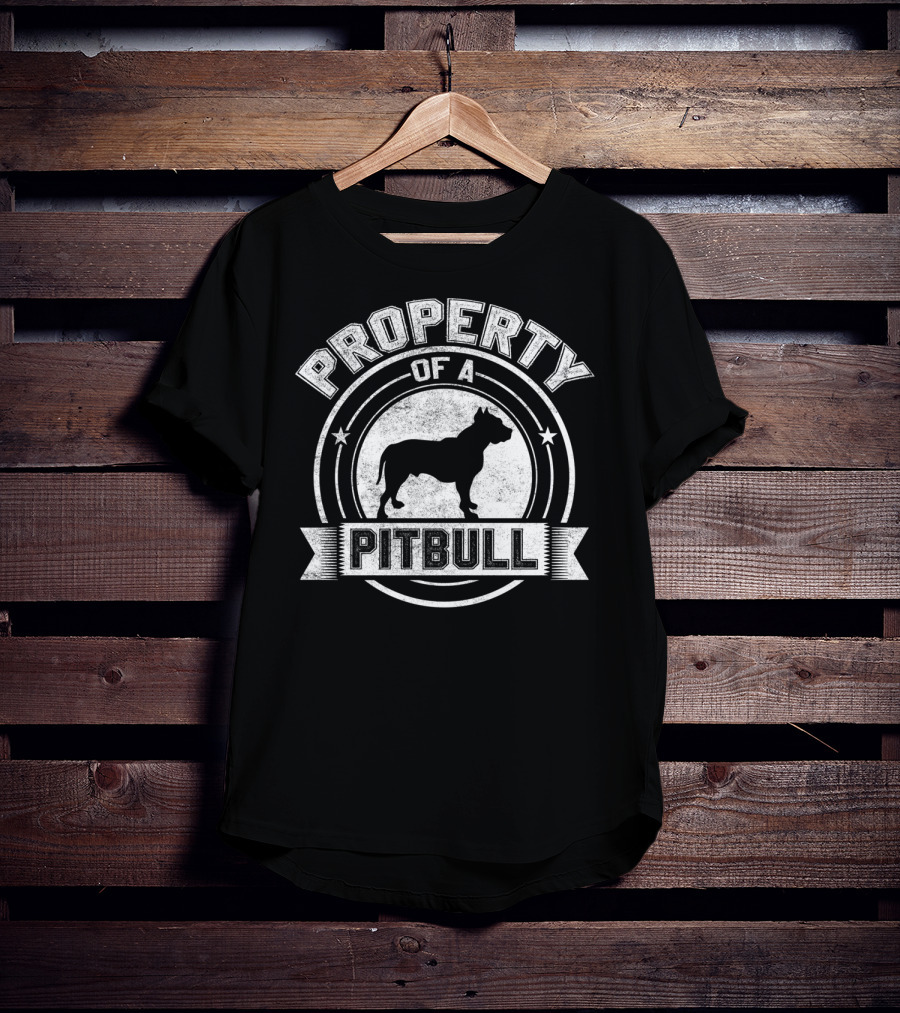 Property Of A Pitbull Bold Vintage Style Circular Emblem T-Shirt