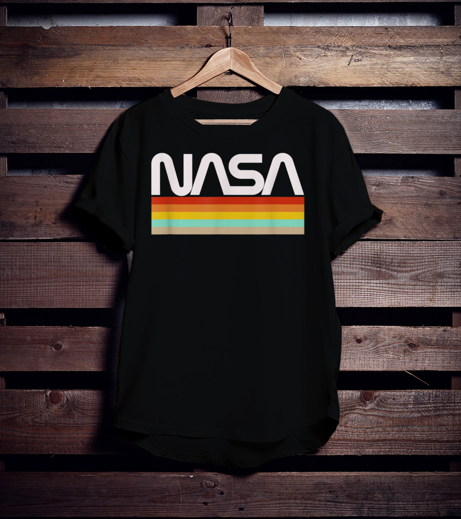 NASA Worm Logo Retro Stripes T-Shirt