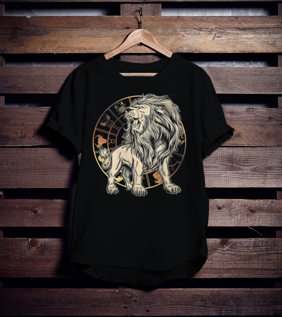 Leo Zodiac Lion Born In July August Astrology Circle T-Shirt