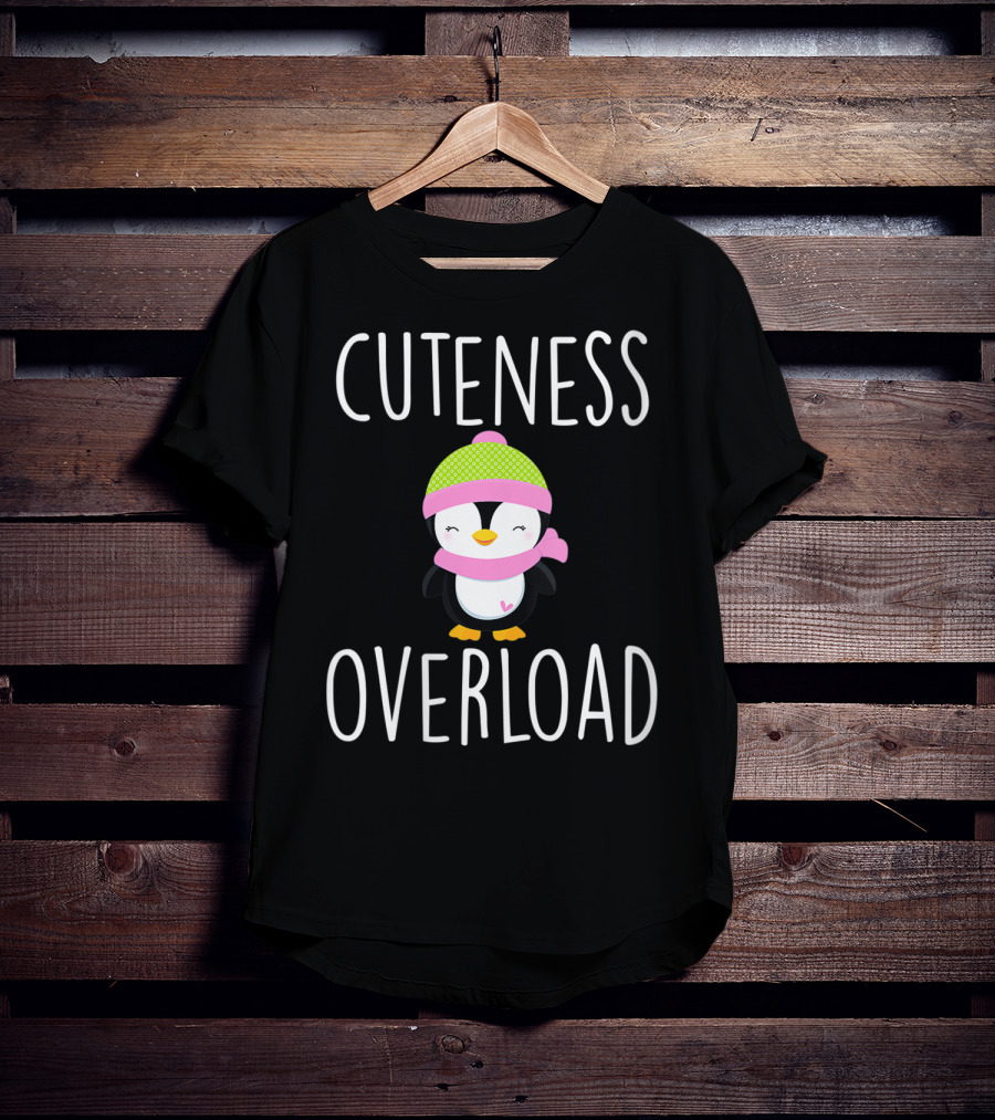 Cuteness Overload Penguin Lover Green Hat And Scarf T-Shirt