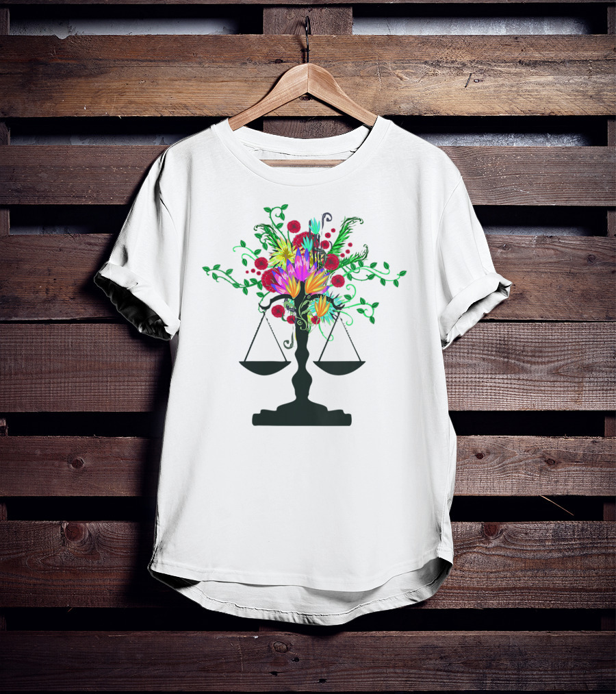 Scales Of Justice Vibrant Floral Arrangement Female T-Shirt