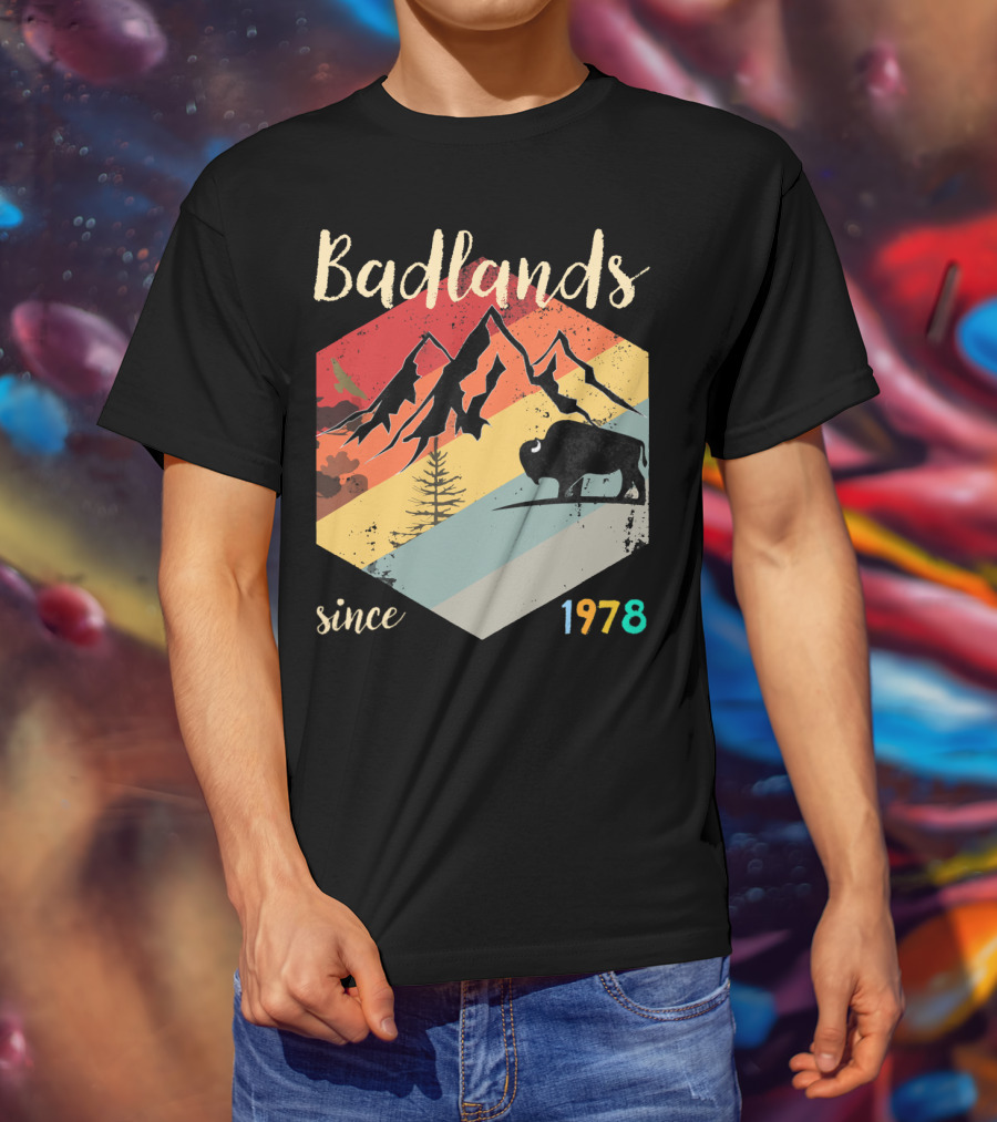 Badlands Since 1978 South Dakota National Park Hiking Mountain Bison T-Shirt