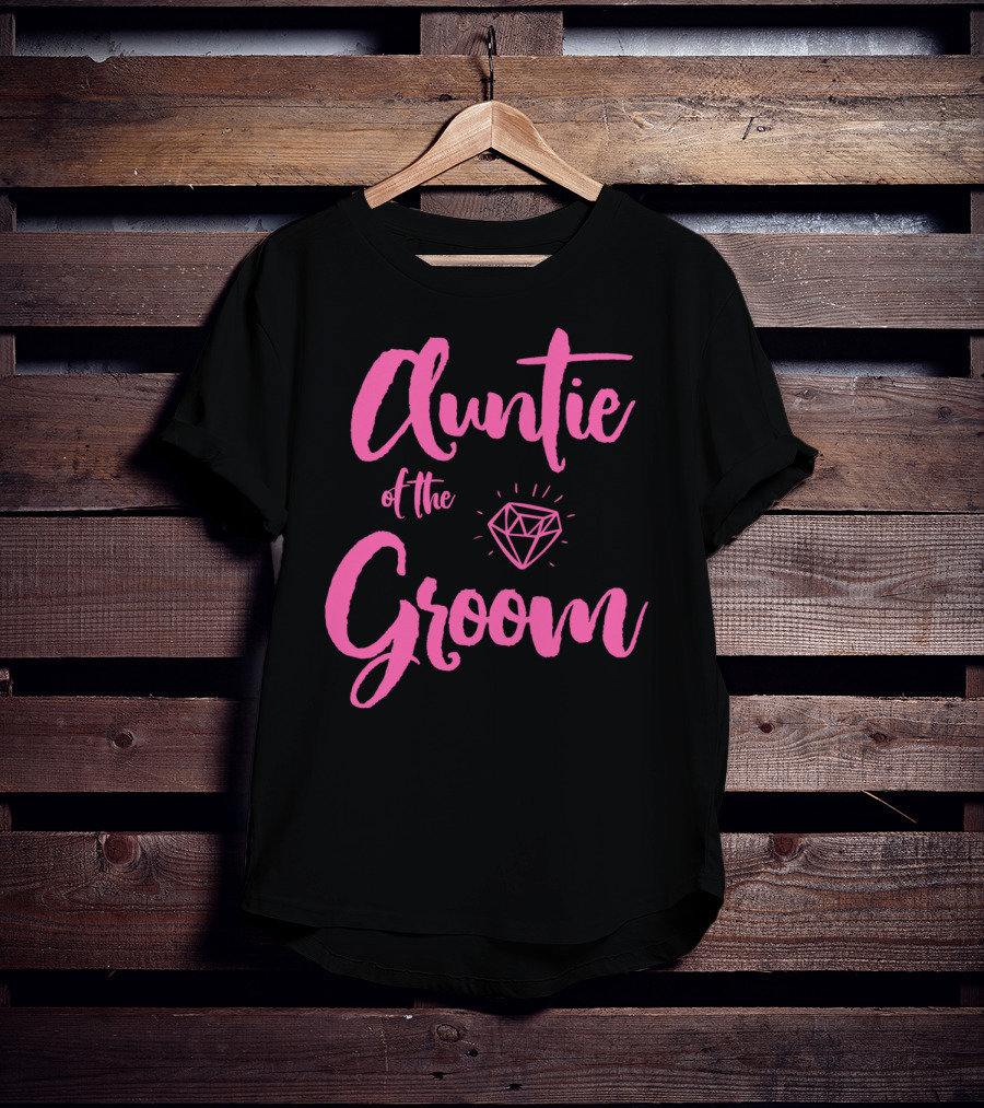 Auntie Of The Groom Pink Diamond Bridal Party T-Shirt