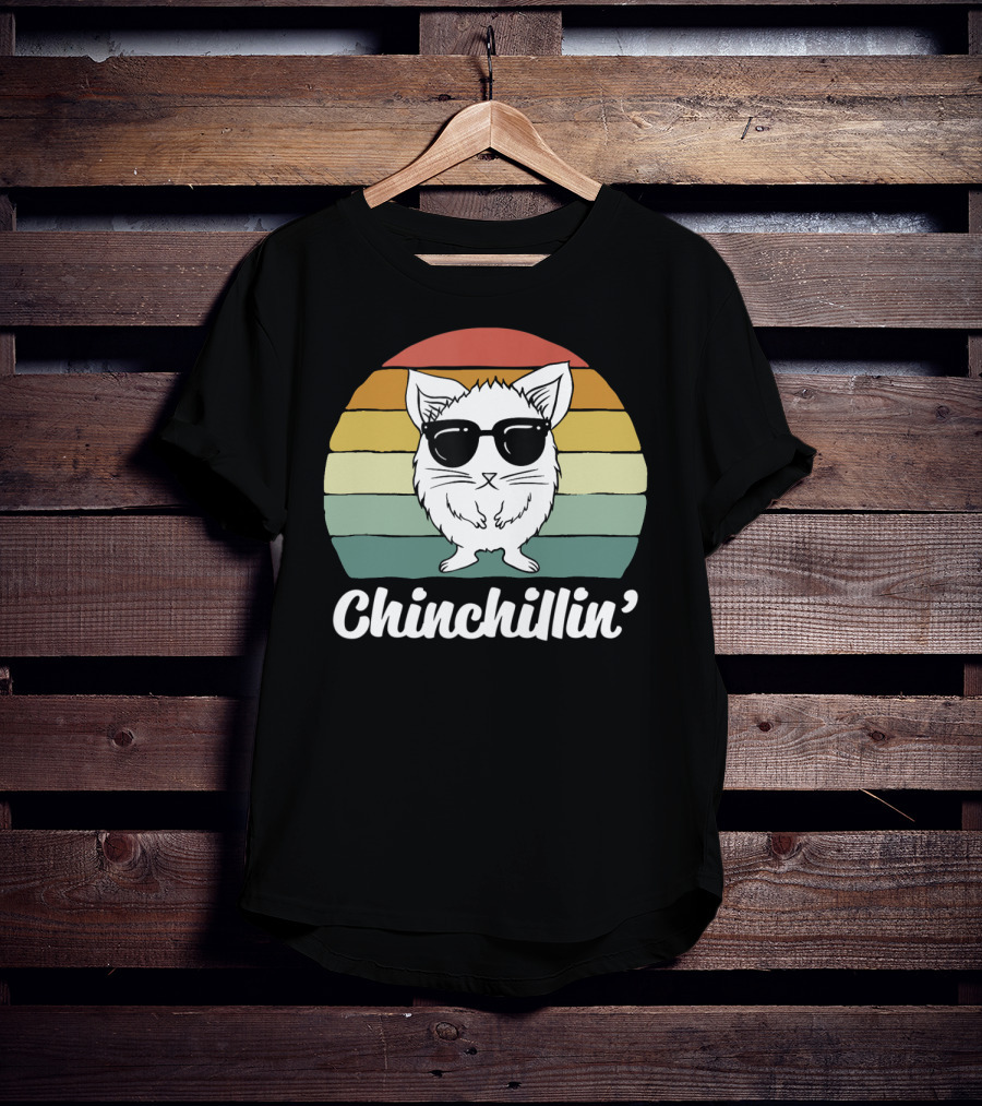 Chinchillin' Funny Chinchilla Owner Lover Retro Sunglasses T-Shirt