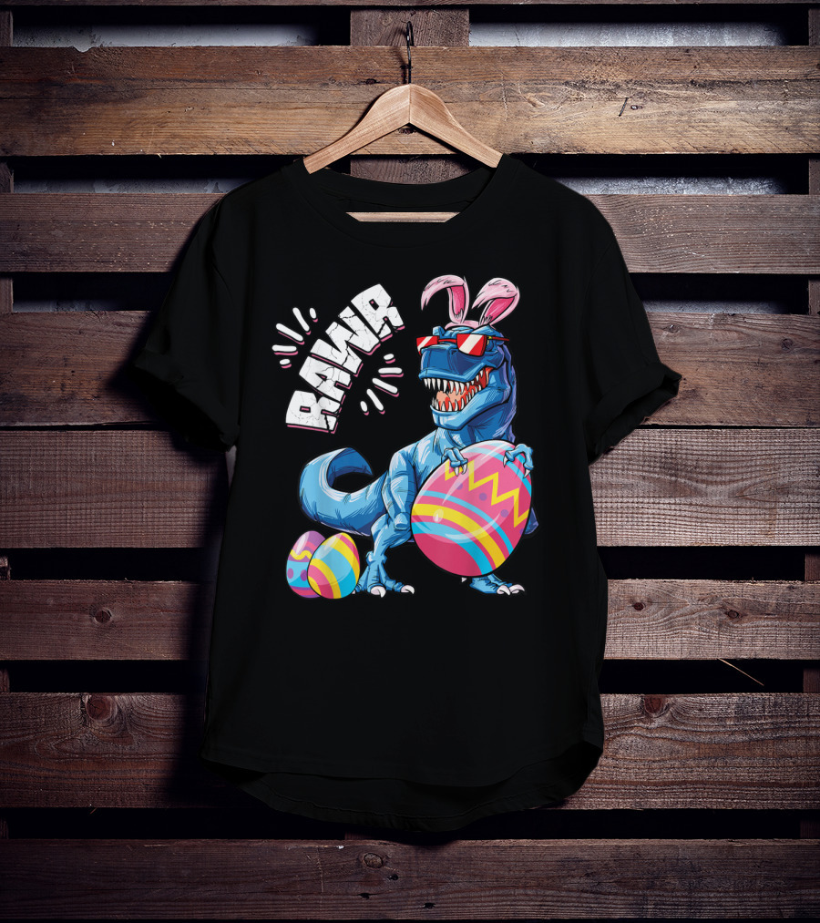 Easter Bunny Dinosaur Rex Rawr Eggs Girl T-Shirt