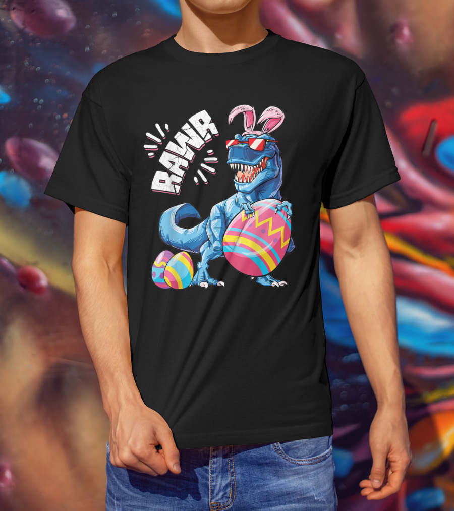 Easter Bunny Dinosaur Rex Rawr Eggs Girl T-Shirt