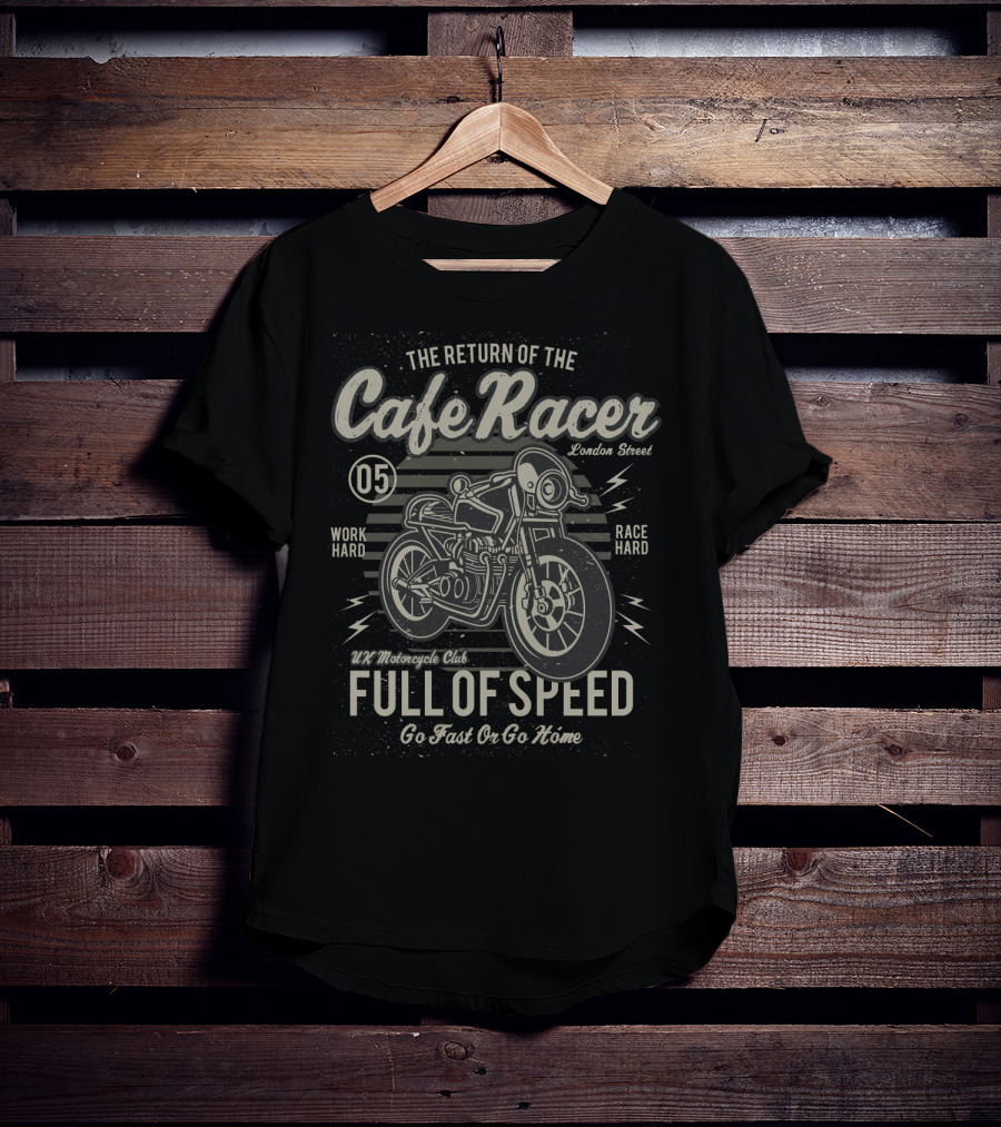 The Return Of The Cafe Racer UK Motorcycle Club Full Of Speed London Street T-Shirt