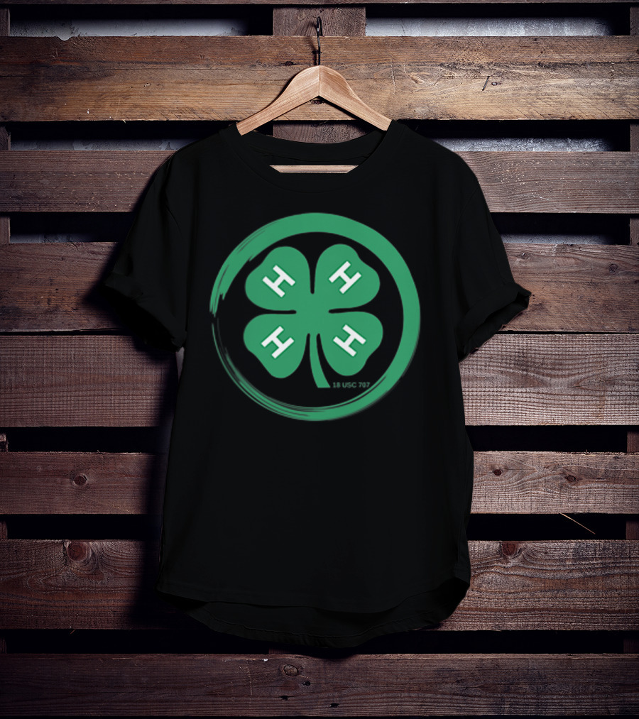 4 H Clover Emblem With 18 USC 707 Text T-Shirt