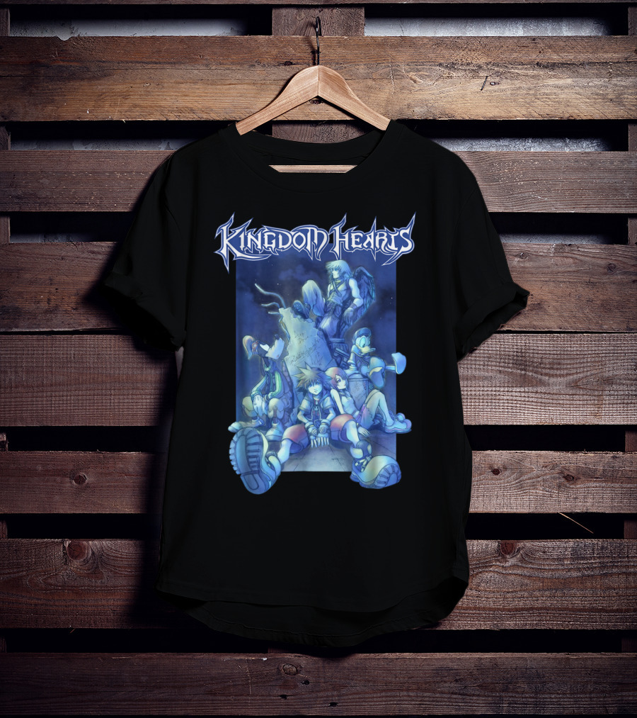 Kingdom Hearts Disney Blue Crew Art With Sora Donald Goofy And Riku T-Shirt