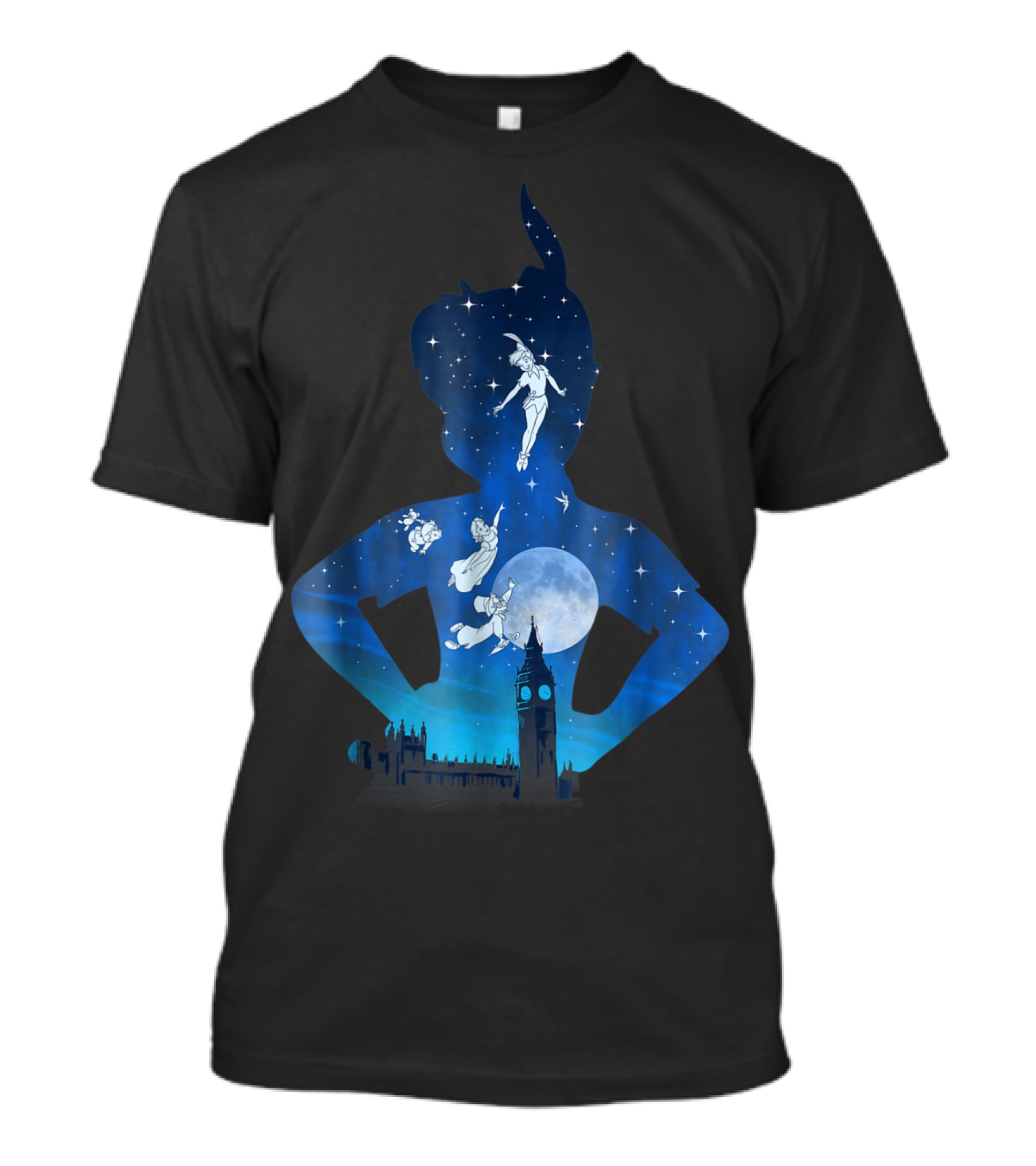 Disney Peter Pan London Night Sky Silhouette Flight T-Shirt