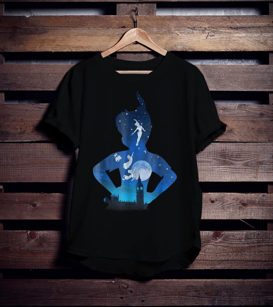 Disney Peter Pan London Night Sky Silhouette Flight T-Shirt