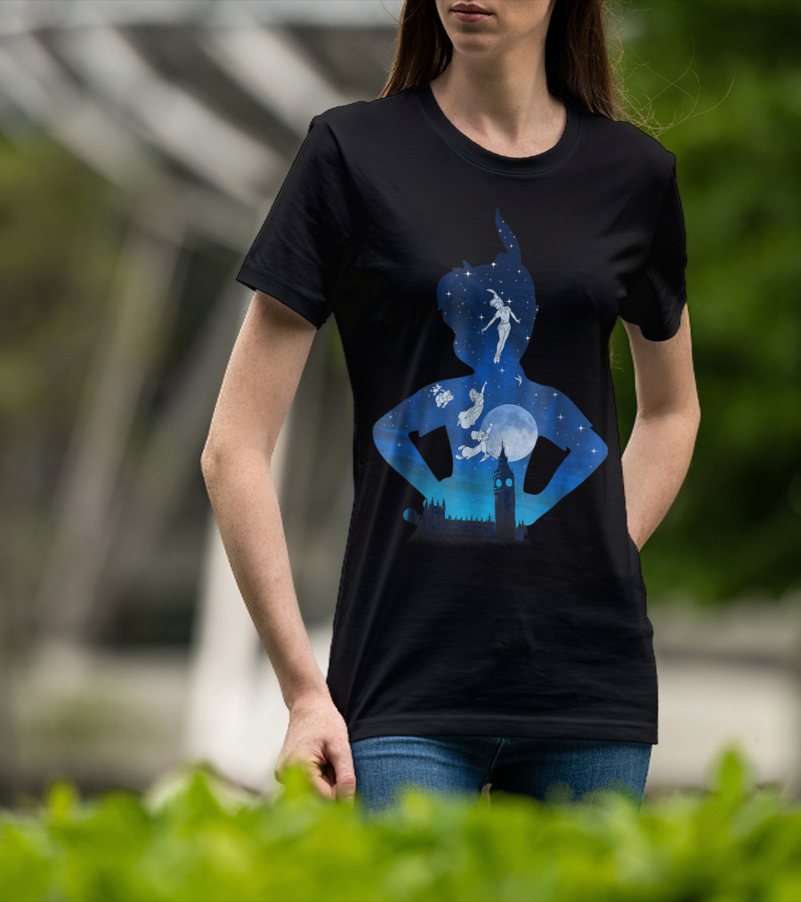Disney Peter Pan London Night Sky Silhouette Flight T-Shirt