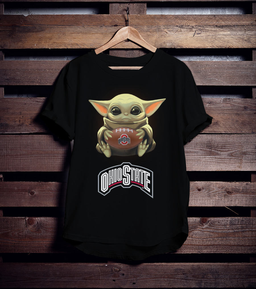 Yoda Holding Ohio State Football For Star Wars And Buckeyes Fans T-Shirt