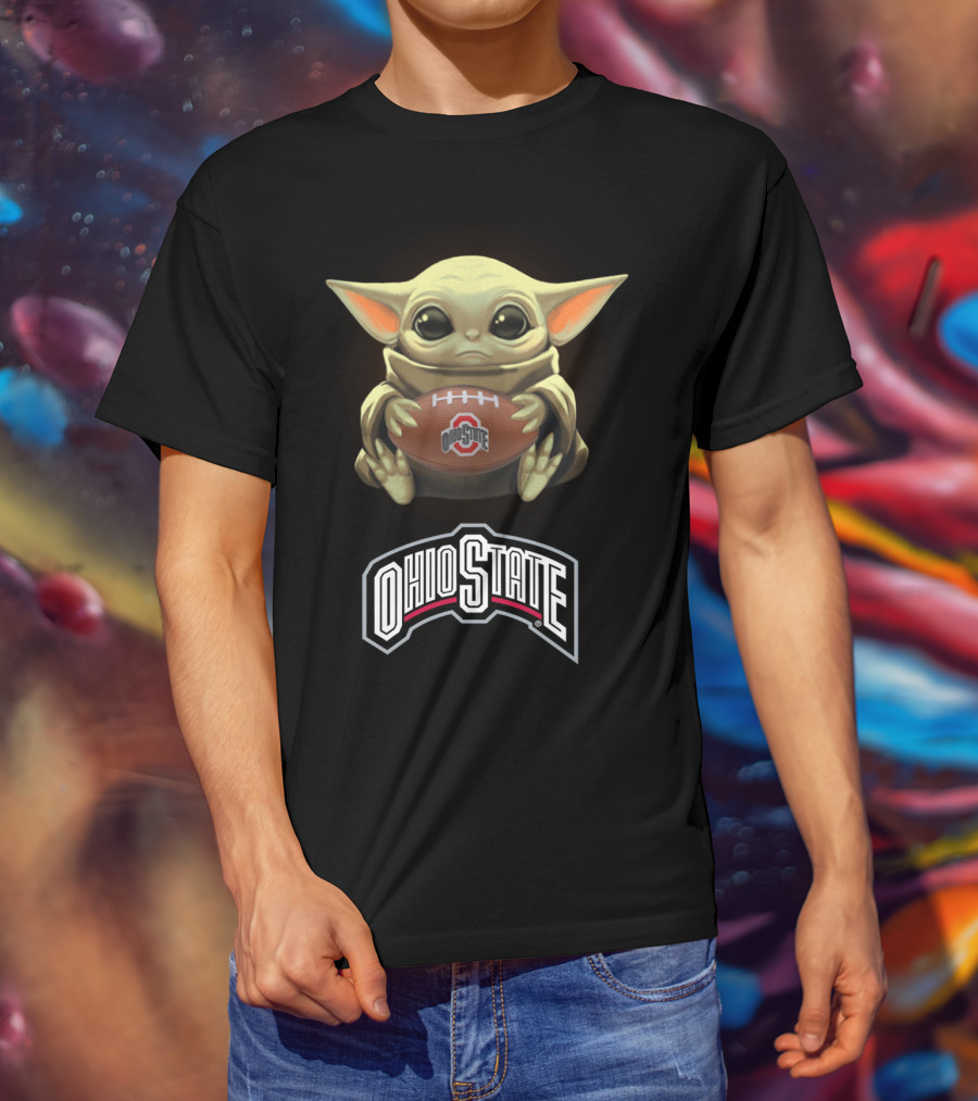 Yoda Holding Ohio State Football For Star Wars And Buckeyes Fans T-Shirt