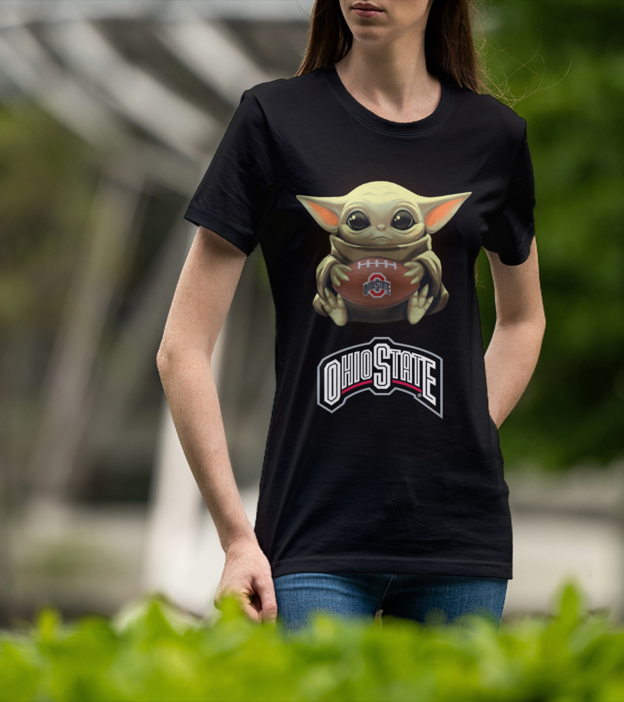 Yoda Holding Ohio State Football For Star Wars And Buckeyes Fans T-Shirt