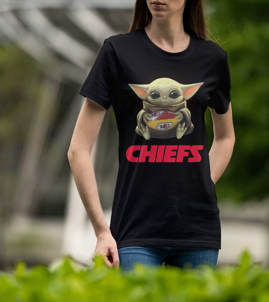 Yoda With Kansas City Chiefs Football T-Shirt