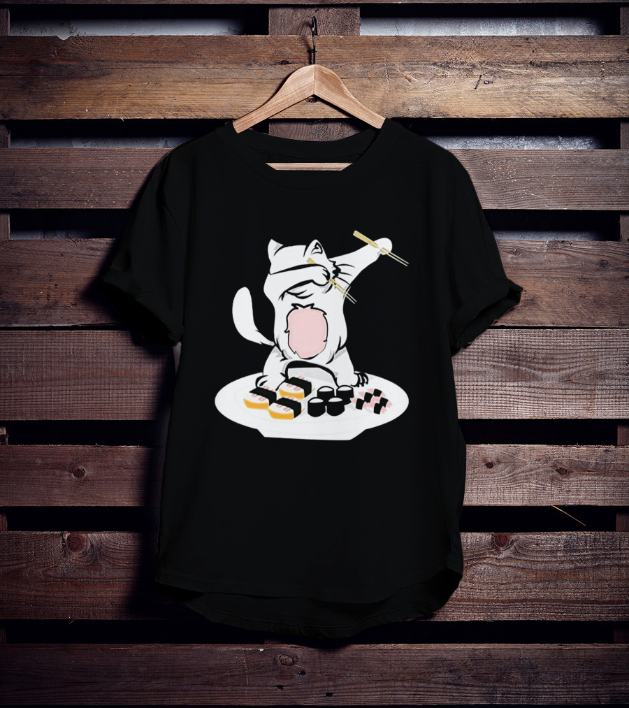 Catsushi Cute Cat Eating Sushi With Chopsticks T-Shirt