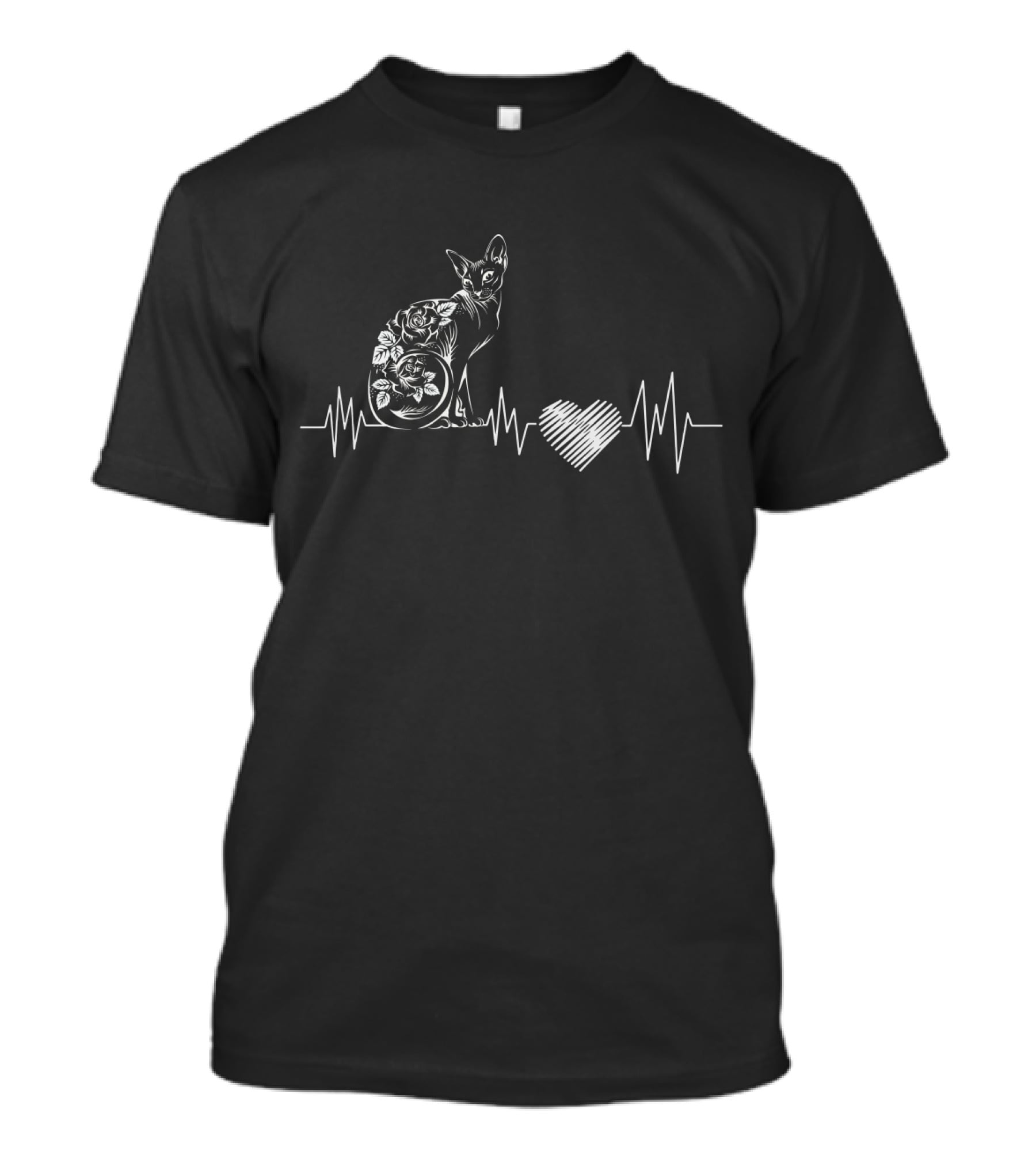 Maine Coon Cat Floral Heartbeat Line T-Shirt