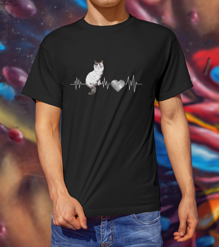 Ragdoll Cat Heartbeat Line T-Shirt