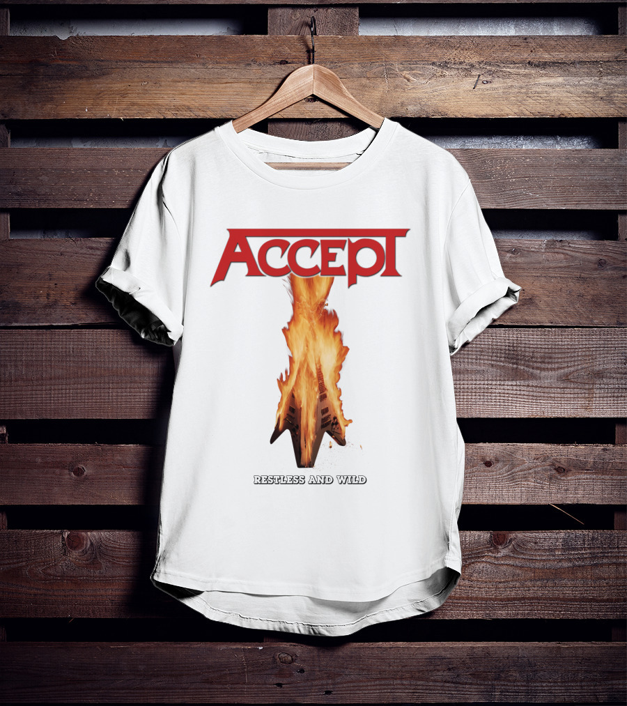 Accept Restless And Wild Flaming Guitar T-Shirt