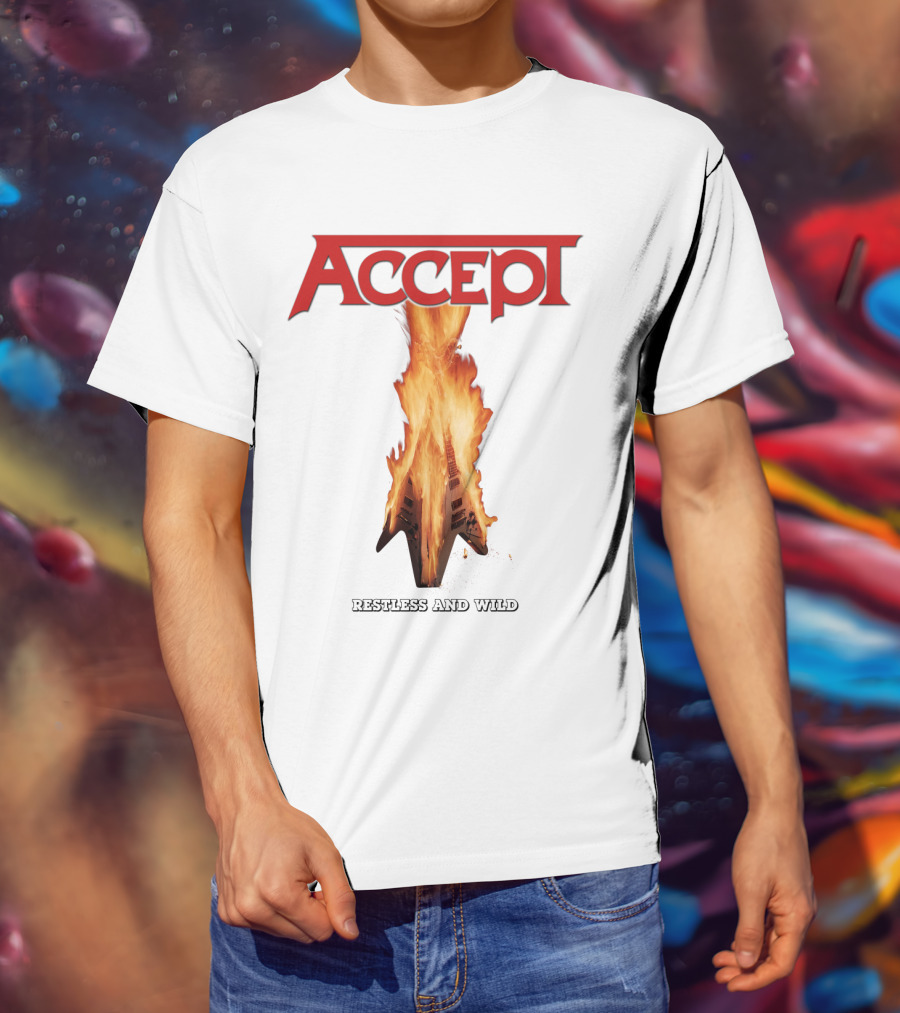 Accept Restless And Wild Flaming Guitar T-Shirt