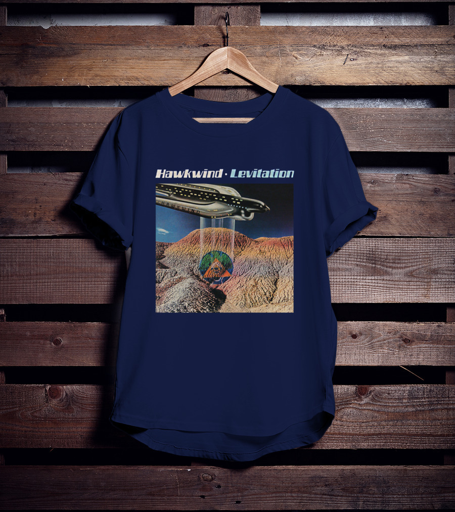 Hawkwind Levitation Spaceship Over Mountain Landscape T-Shirt