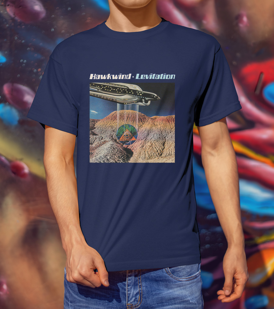 Hawkwind Levitation Spaceship Over Mountain Landscape T-Shirt