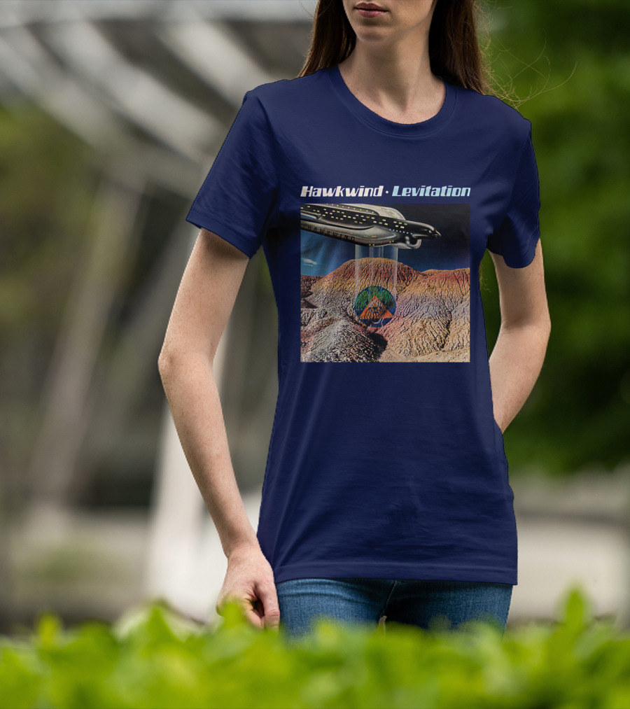 Hawkwind Levitation Spaceship Over Mountain Landscape T-Shirt