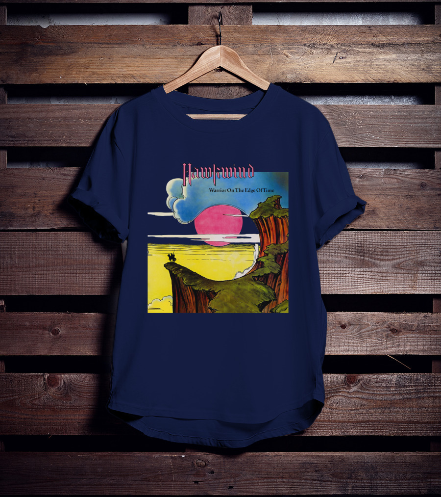 Hawkwind Warrior On The Edge Of Time Cliff Sunset Scene T-Shirt