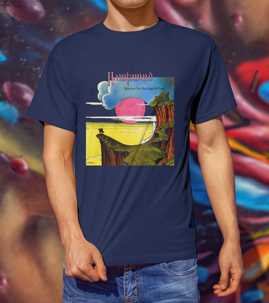 Hawkwind Warrior On The Edge Of Time Cliff Sunset Scene T-Shirt