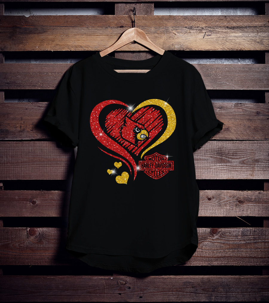 Harley Davidson Heart Louisville Cardinals T-Shirt