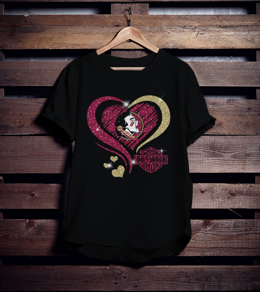 Harley Davidson Florida State Seminoles Heart T-Shirt